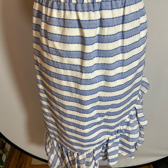 Rafaella White and Blue Ruffled Midi Skirt. 100% Cotton - Picture 6 of 8